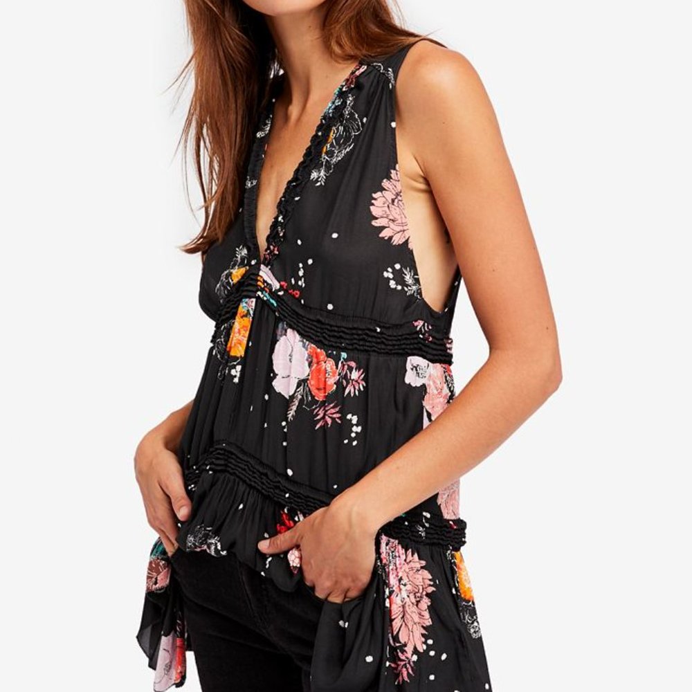 NWT Free People Purple Haze Floral Tunic Size XS